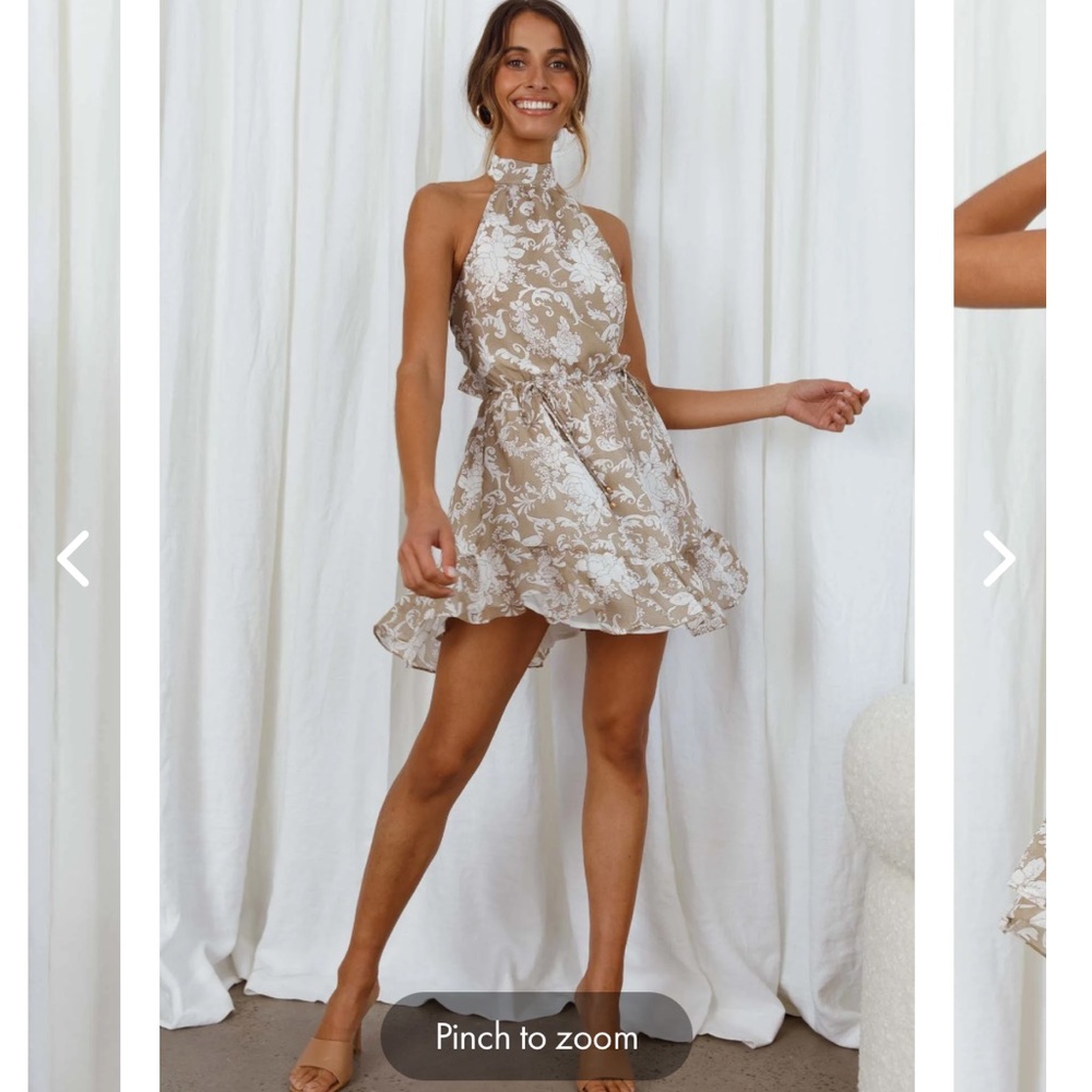 Halter neck tie back dress